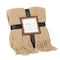 Deerlux Decorative Zigzag Stripe Pattern Knit Throw Blanket with Fringe, Tan QI003967.TN - alternate 1